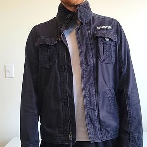 Mens Hollister Button Down Military Style Navy Jacket